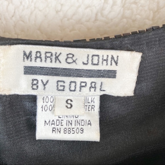 VINTAGE 100% Silk Beaded Sequin Midi Dress Small - Picture 7 of 8